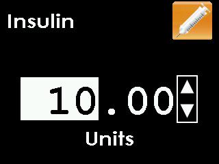7 7.1.4 INSULIN The insulin event lets you enter the amount of insulin you have taken, up to 250 units. You can only enter an insulin amount, not the type of insulin taken. 1.