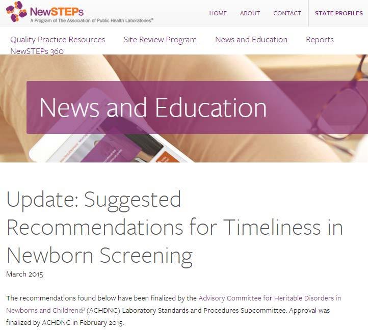 Newborn Screening (NBS) TIMELINESS -Sample to be collected within 24-48 hours of life.