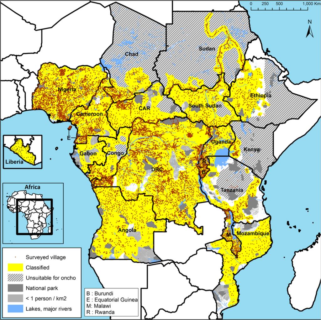 Noma et al. Parasites & Vectors 2014, 7:325 Page 9 of 15 Figure 3 Location of the 14,473 surveyed villages in the 20 APOC countries. surveys where still considered necessary.
