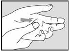 Massage your hand from the wrist up to the fingertip a few times to encourage blood flow. 7. Hold the lancing device against the side of the finger to be lanced with the cover resting on the finger.
