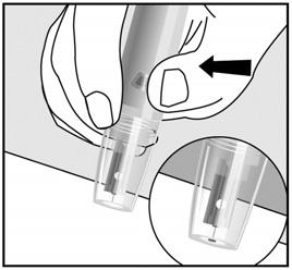 Disposal of the Lancet 1. Unscrew the lancing device cover. Place the safety tab of the lancet on a hard surface.
