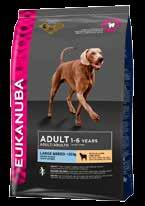 Eukanuba Adult Large Breed Rich in Lamb & Rice Suitable for sensitive dogs For large breed adult dogs (25-40 kg) from 1 to 6 years For giant breed adult dogs (>40 kg) from 2 to 5 years AGILITY Helps