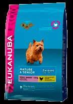 Eukanuba Mature & Senior Small Breed For small breed dogs (<10 kg) from 7 years onwards MIGHTY High protein levels to help maintain lean muscle mass 1kg 3kg Dried Chicken and Turkey (33%, a natural