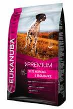 Eukanuba Working & Endurance For working dogs with high energy and nutrient needs (hunting, field trials, patrol, rescue) Also recommended for pregnancy and lactation From 1 year onwards ENDURANCE