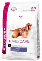 Eukanuba Daily Care Sensitive Skin For adult dogs of all breeds (<40kg) from 1+ years and giant breeds (>40kg) from 2+ years with a tendency to sensitive skin COMFORT Formulated to limit ingredients