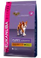 Eukanuba Puppy Medium Breed For medium breed puppies (adult weight 11-25 kg) from 1 to 12 months GROW Supports strong bones with clinically proven calcium 1kg 3kg 9kg 15kg Dried Chicken and Turkey