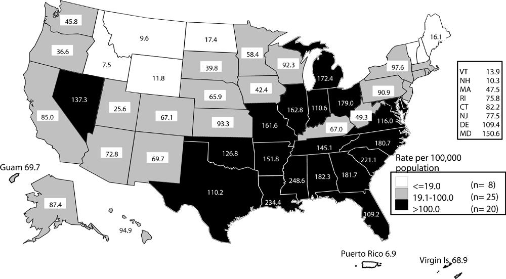 Gonorrhea Rates by State: United