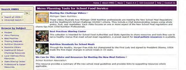 Menu Planning Tools for Schools http://healthymeals.nal.usda.