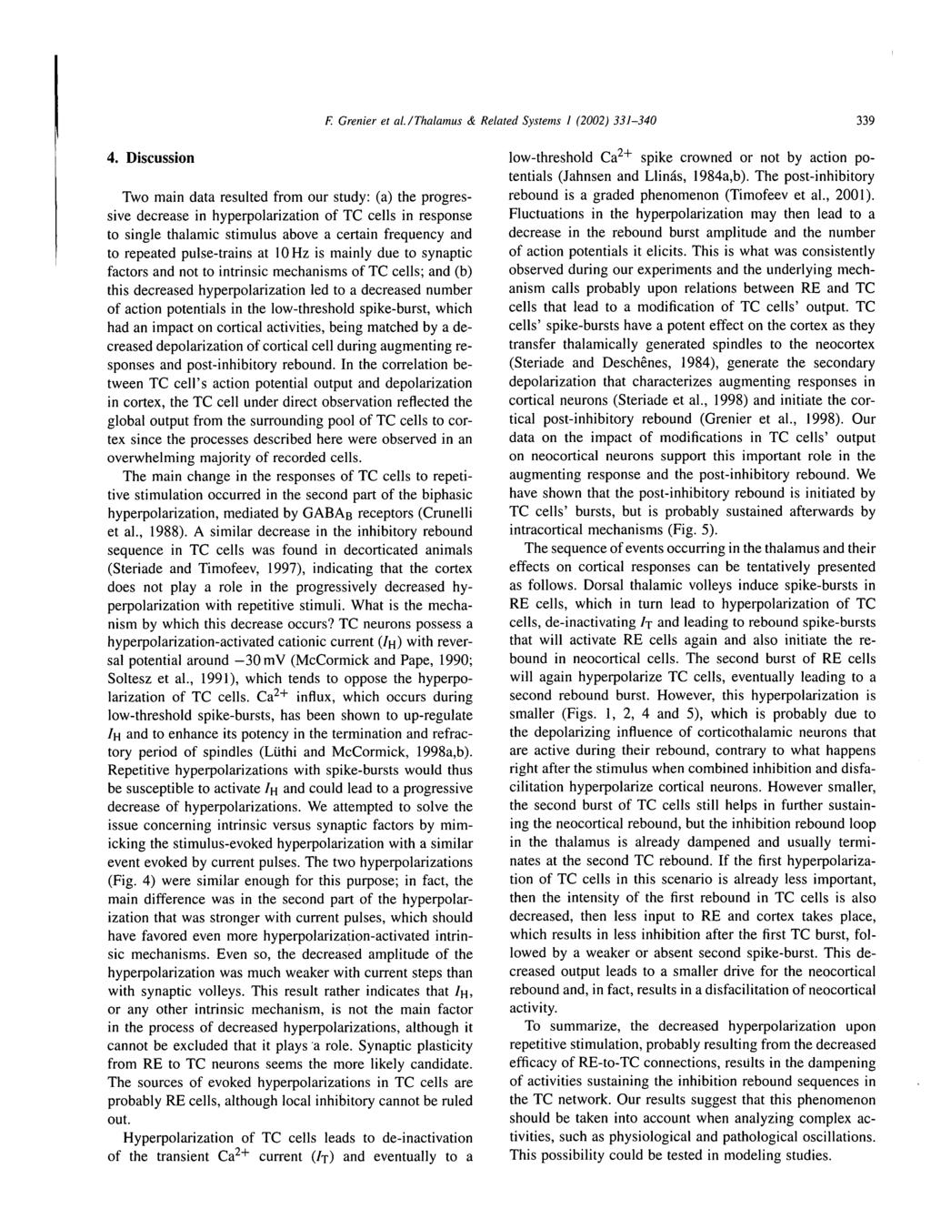 F. Grenier et al./thalamus & Related Systems I (2002) 331-340 339 4.