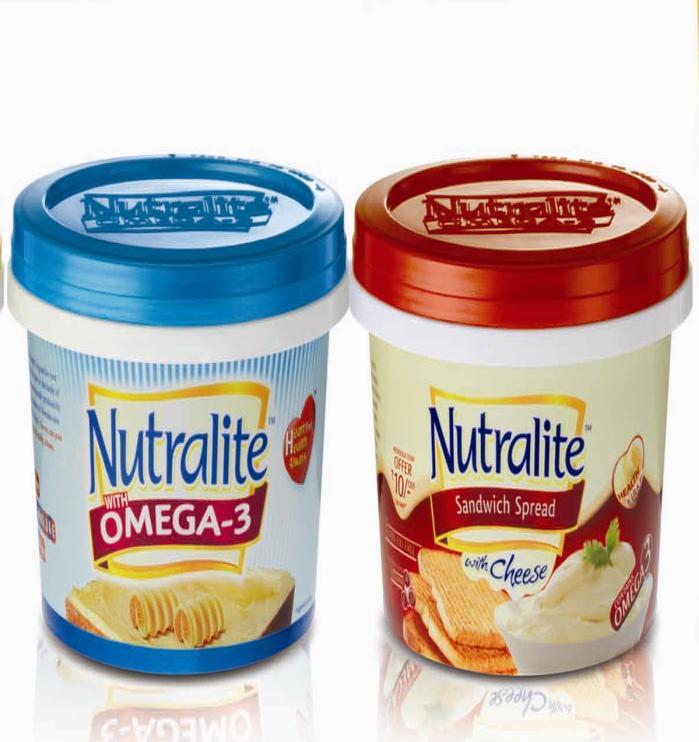 Cheese. Both products are free of trans fats and are fortified with Vitamins A, D and E. Nutralite with Omega 3 has also been voted as Product of the Year 2013.