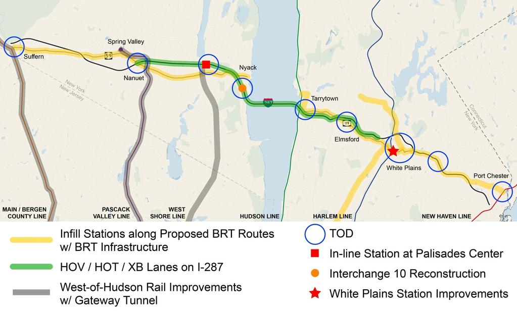 Mid/Long-Term Transit Proposal West-of-Hudson Rail Improvements Gateway Tunnel with Bergen Loop Infill Stations along Proposed BRT Routes BRT Infrastructure