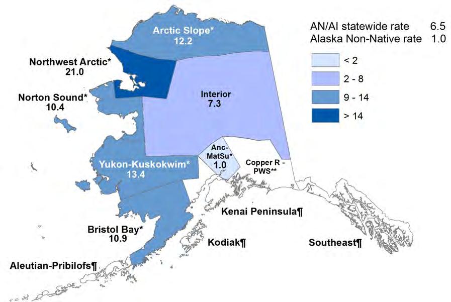 Snowmachine ALASKA NATIVE INJURY ATLAS Data Source: Alaska Trauma Registry. Additional data available in tables B57-B60 in Appendix B. Figure 52.