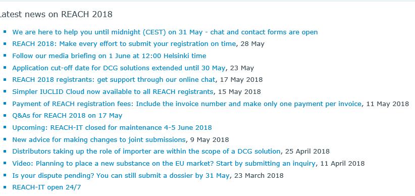 REACH(4) last aid from ECHA ECHA last minute solutions: DCG Directors Contact Group 1. Incomplete dossier ( data not available) 2. Legal entity change (unforeseen mergers/splits) 3.