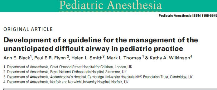 Guideline for the management of the unanticipated difficult