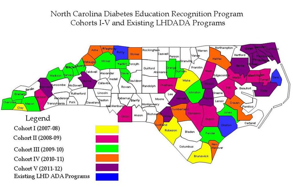 Diabetes Self Management Education Before NCDERP began, there were only 82 ADA recognized programs in NC Since NCDERP began in 2006, NC has more than