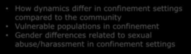 confinement settings compared to the community Vulnerable populations in confinement