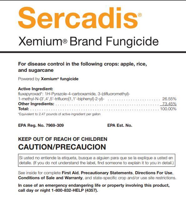 Sercadis (Xemiun Brand) SDHI fungicide Active ingredient fluxapyroxad (SDHI component in Merivon ) Labeled on apple