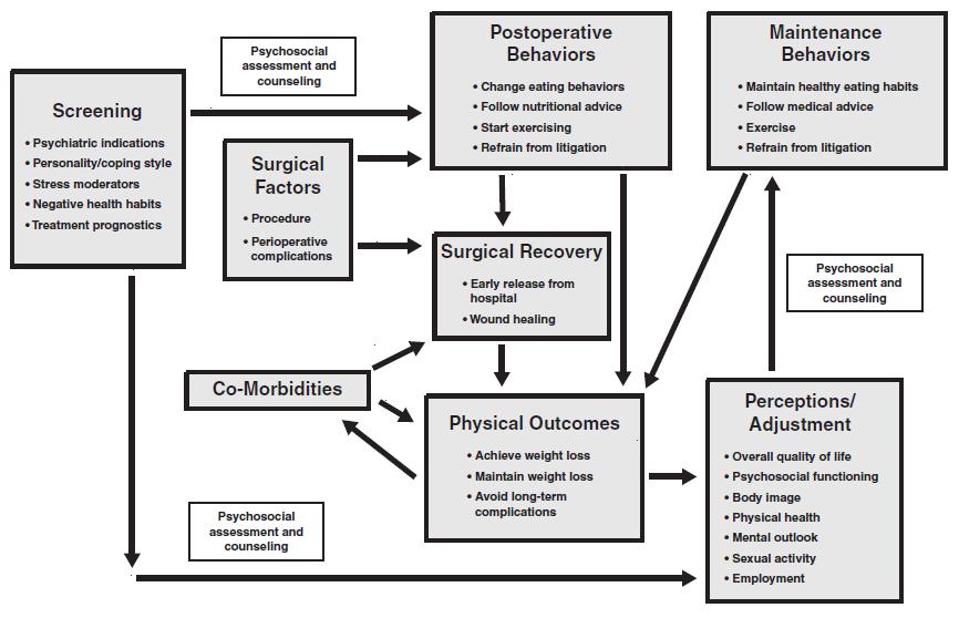 Using the in Bariatric Surgery Theoretical Model to Guide Psychosocial Evaluation in Bariatric Surgery (Millon, 2006) Pre-Operative Factors Psychiatric Indicators Personality Coping Style Stress