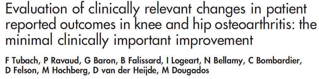 patient 2pt changes in VAS (0-10) is clinically important in OA knees