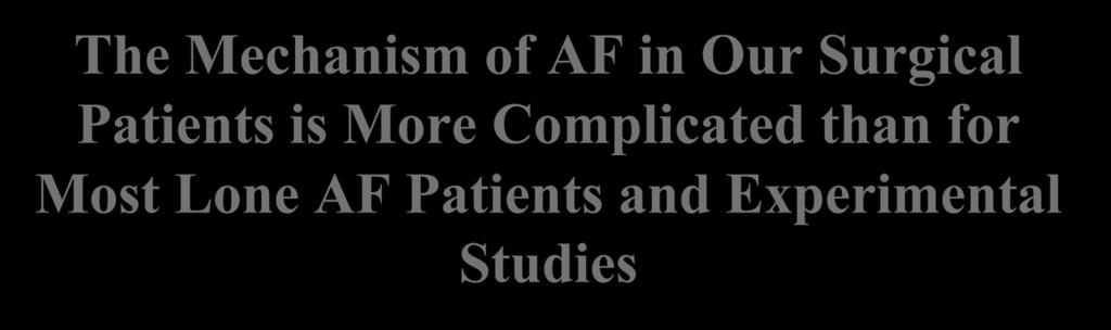 The Mechanism of AF in Our Surgical Patients is More Complicated than for Most Lone AF