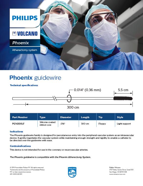 Phoenix Light Support Guidewire Information Guidewire Data Wire is silicone coated with nitinol core Part number is PG14300LF