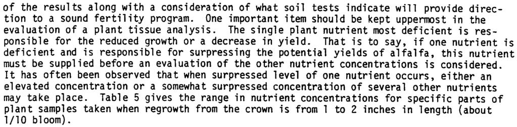 of the results along with a consideration of what soil tests indicate will provide direction to a sound fertility program.