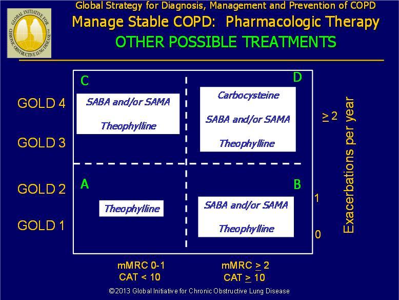 The 2013 Guidelines GLOBAL INITIATIVE FOR CHRONIC OBSTRUCTIVE LUNG DISEASE (GOLD): TEACHING SLIDE SET January 2013; used with permission.