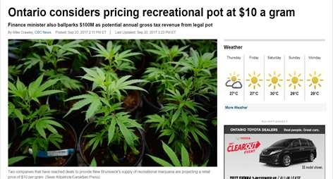 THE ONTARIO PLAN A price point of $10 per gram is "certainly