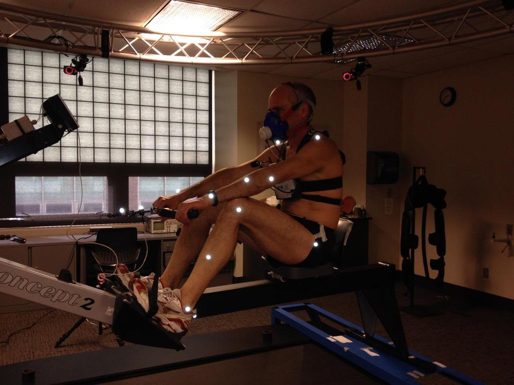 Rowing: Baseline Human and Machine Data A comprehensive series of tests was conducted 2016, where machine velocities and forces and extensive physiological data (16-point EMG, oxygen,