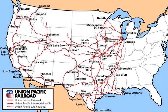 Fast Facts in The USA Miles of Track 32,300 Employees 50,000 Locomotives 8,500 Freight Cars 104,700 The