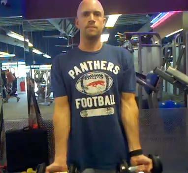 Finishers 5-8 DB Curl Stand and hold dumbbells at arm