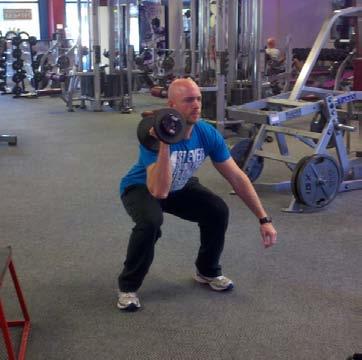Single Arm DB Squat & Press Hold a kettlebell or dumbbell at shoulder