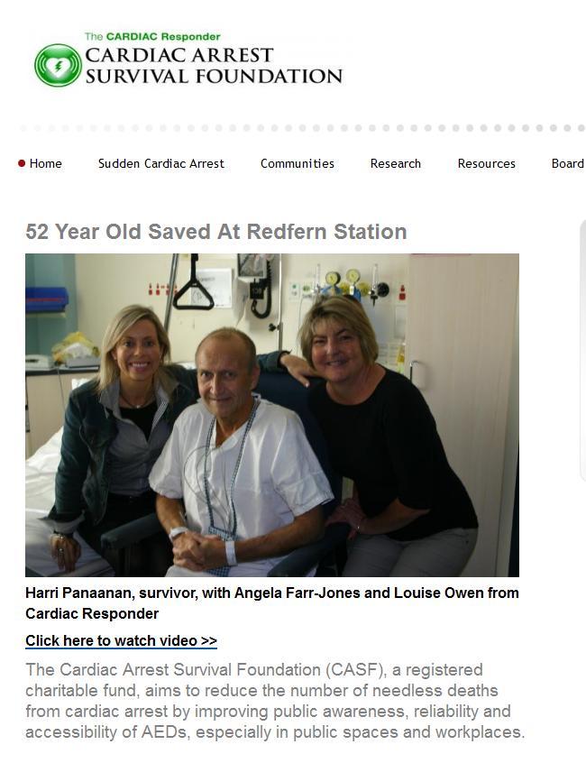 http://cardiacarrest.org.au/ Louise is a cardiac arrest survivor and has over 20 years of CPR training experience.