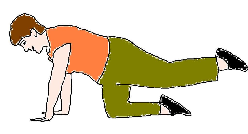 4. Kneeling back and hip strengthening (part 1) Purpose This exercise will strengthen back and hip muscles as well as your abdominal muscles. It helps to strengthen your spine and wrists.