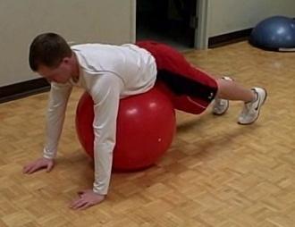 Opposite Arm- Leg Raises (over ball) Coaching Tips: Lie on your stomach over a medium sized stability