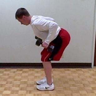 Let your arms straighten towards the floor but still maintain good bent over posture and position.