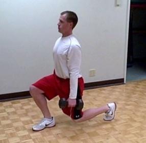 Drop the back knee toward the ground but do not let it touch.