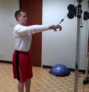 Goblet Squat Coaching Tips: Grab a dumbbell and hold it vertically in front of your chest, with your feet slightly