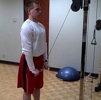 Pause at the bottom of the motion, emphasize the triceps contraction, and then slowly raise your hands to the starting