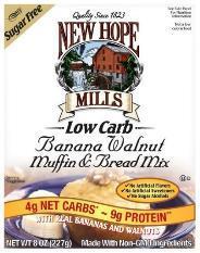 26 New Hope Mills Low Carb Banana Walnut Muffin & Bread Mix (United States, Jul 2015) Claims/Features: Sugar free. No artificial sweeteners. Sweetener: Stevia, monk fruit extract.