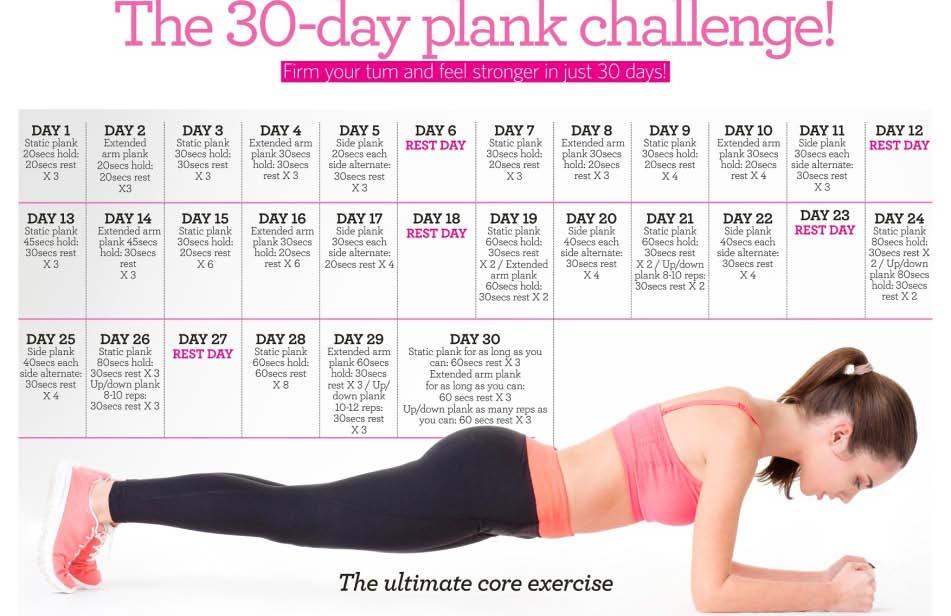 30 Day Plank Challenge Strengthen your core. Complete the puzzles and turn them to Human Resources by October 14, 2016 by 12:00 p.m. to be entered into a raffle for a $10 gift card!