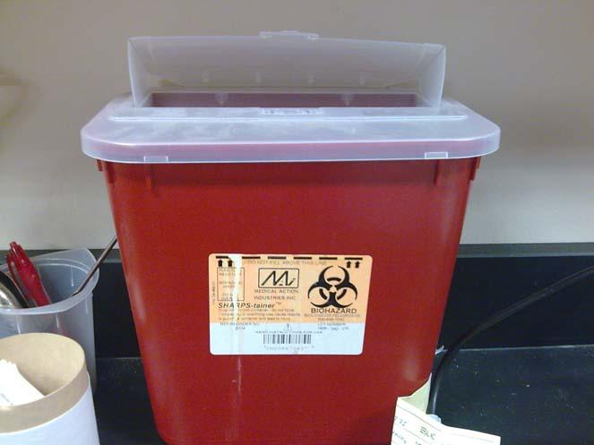 Sharps and Glass Containers When the sharps container is full,