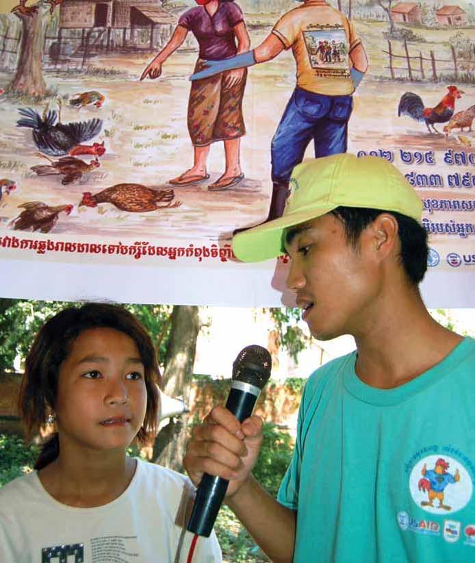 Young speakers at a community event for raising Avian Influenza
