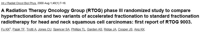 Tx Intensification / RTOG 9003 Fractionation Trial Compared conventional fractionation to 3 different altered fractionation schemas Accrued