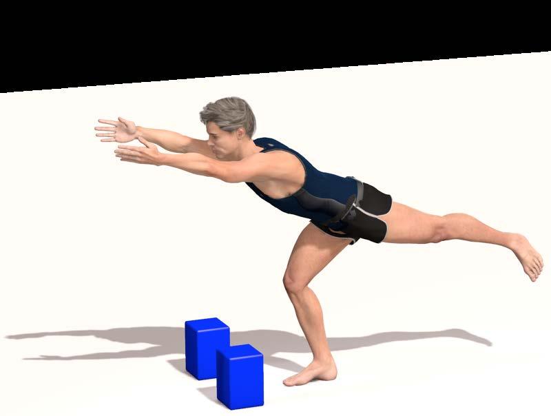 Keep the rotated leg firm, straight and steady Reach your arms forward as you begin to bend your right knee,