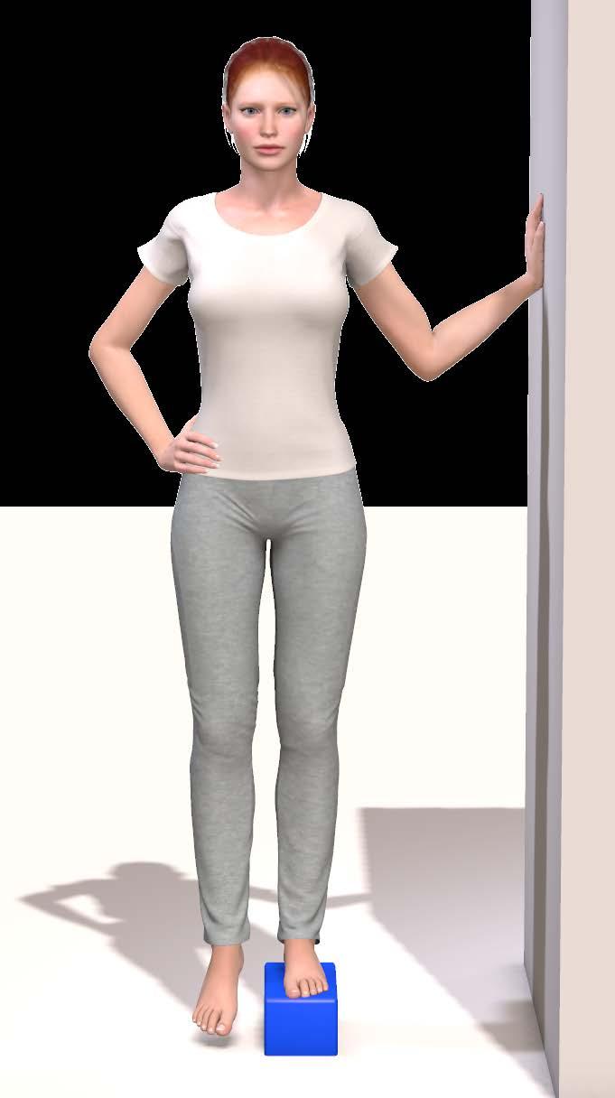 First Correct the Shift! To shift the hips, stand on a block while using a wall or partner for balance.