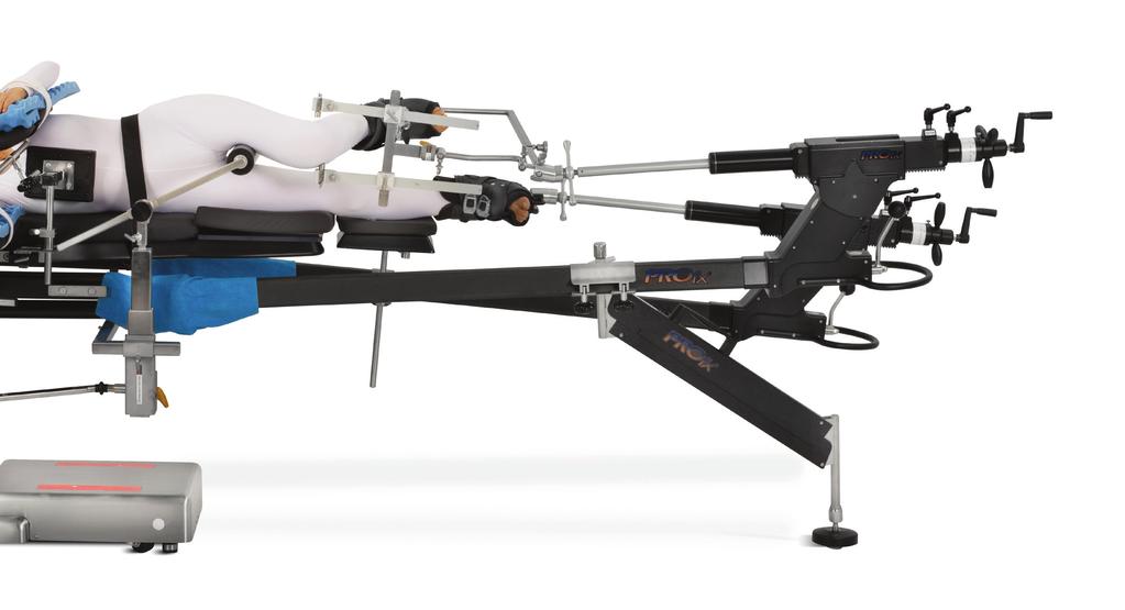 Unobstructed radiolucent pelvic table area 2. Radiolucent Leg Spar 3. Unrestricted C-Arm Access 4.