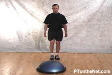 LUNGE - FRONT W/ BOSU BALL Reps : Sets : 1 Intensity : medium Initiate a thorough dynamic warm up prior to starting this exercise, this engages the nervous system.