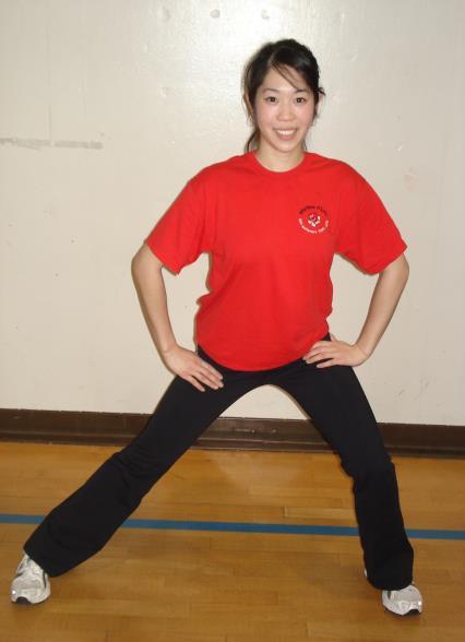 Side Lunge Areas stretched: Inner Thigh, Hip, Calf Stand with feet in wide stance, toes pointed slightly outward.