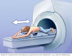 MRI Patient Education Lie face down on platform with openings for breasts If contrast material will be used, IV is inserted into hand/arm Pictures are produced over a period of time.